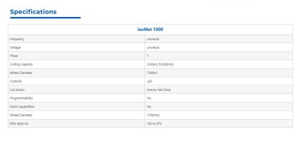 Isomet1000 specs